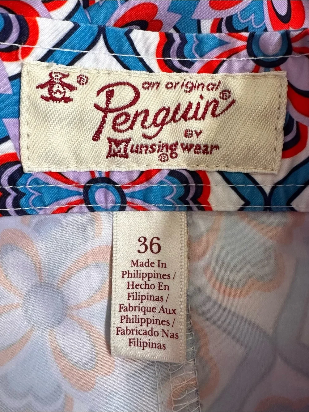 Original Penguin‎ Men’s Geo Floral Print Swim Trunk Board Shorts Size 36 EUC